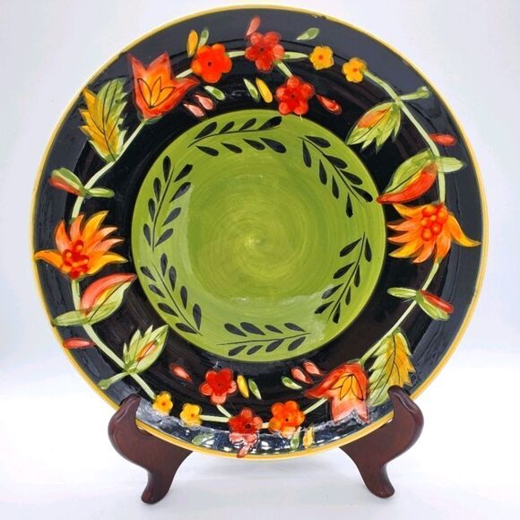 222 Fifth Arabian Flower 10.5" Platter Vibrant Colors! - Picture 1 of 3